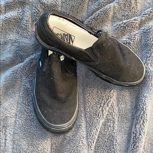 All black VANS slide ons